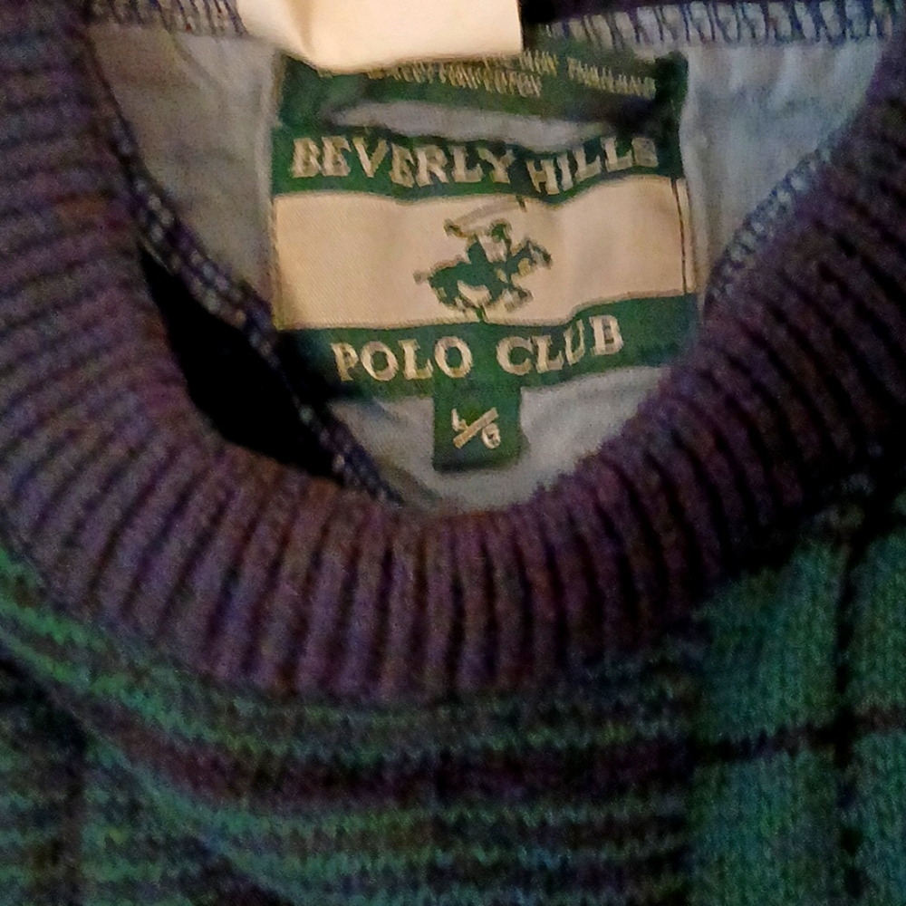 Mens sweater. Everly hills polo club LG  green plaid  green&blue